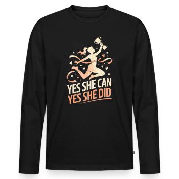 Yes She Can Yes She Did Women Empower Women's - Men's Premium Organic Long Sleeve Shirt - black - Front - Nico (187cm)