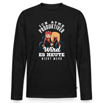 I'm breathing – it doesn't get any more productive today - Men's Premium Organic Long Sleeve Shirt - black - Front - Nico (187cm)