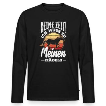 Pas le temps! Je dois aller voir les chevaux de mes filles - T-shirt manches longues Premium bio Homme - noir - Devant - Nico (187cm)
