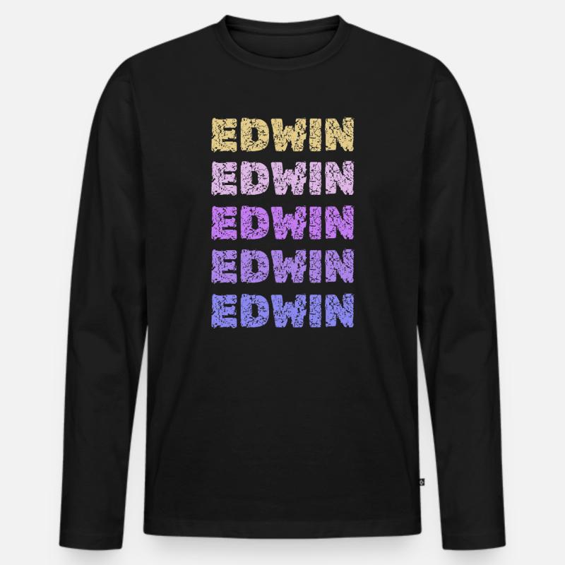 Edwin als Edwin - Männer Premium Bio Langarmshirt - Schwarz