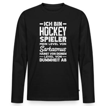Cadeau drôle de joueur de hockey - T-shirt manches longues Premium bio Homme - noir - Devant - Nico (187cm)