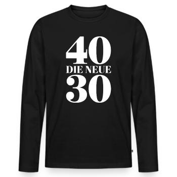 40 The New 30 Typo Contrast - Men's Premium Organic Long Sleeve Shirt - black - Front - Nico (187cm)