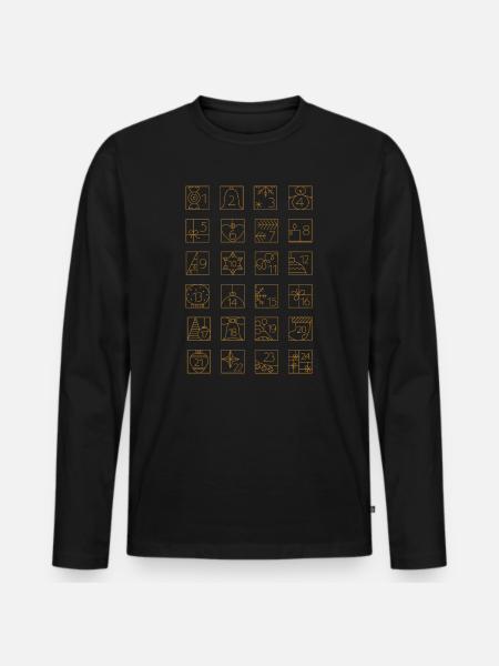 Advent Calendar Gold Checkered Geometric Pattern - Men's Premium Organic Long Sleeve Shirt - black