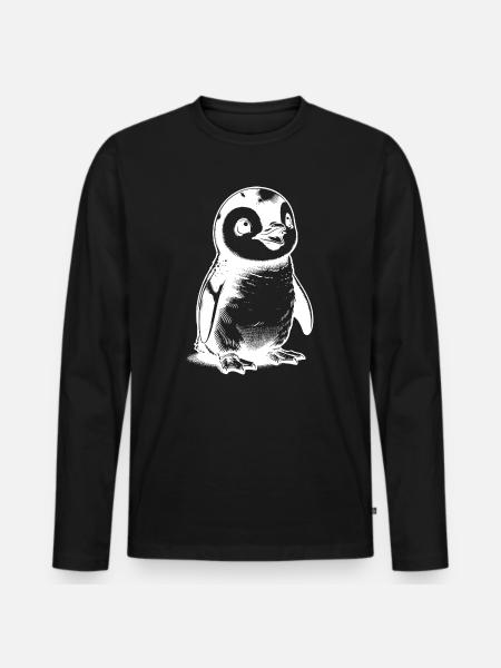 Knuffiger Eisbewohner Baby Pinguin Kinder Style - Men's Premium Organic Long Sleeve Shirt - black