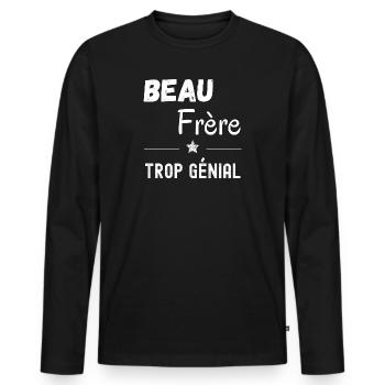 Beau frère - T-shirt manches longues Premium bio Homme - noir - Devant - Nico (187cm)
