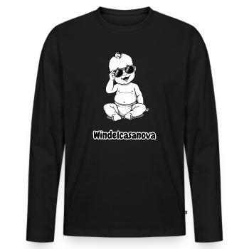 Windel Casanova - Männer Premium Bio Langarmshirt - Schwarz - Vorne - Nico (187cm)