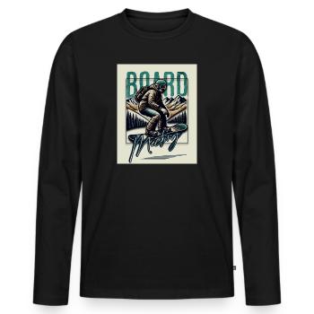 Snowboarding Board Meeting - Men's Premium Organic Long Sleeve Shirt - black - Front - Nico (187cm)