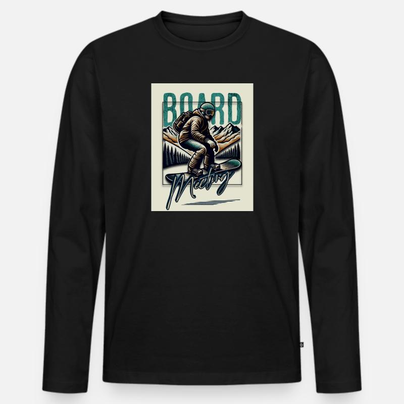 Snowboarding Board Meeting - Männer Premium Bio Langarmshirt - Schwarz