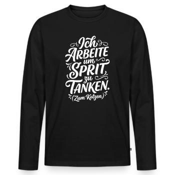 Ich arbeite um Sprit zu tanken - Männer Premium Bio Langarmshirt - Schwarz - Vorne - Nico (187cm)