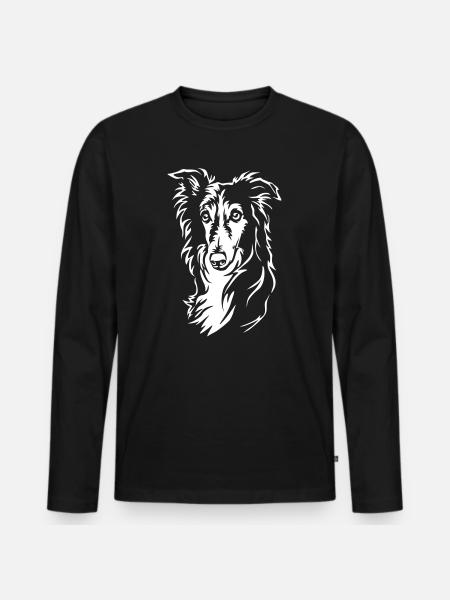 Silken Windhound Head "Black Edition" - Men's Premium Organic Long Sleeve Shirt - black