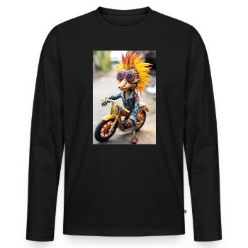 Mascotte moto folle - T-shirt manches longues Premium bio Homme - noir - Devant - Nico (187cm)