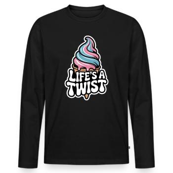  Lifes A Twist Softeis Waffel Rosa Blau Sommer - Männer Premium Bio Langarmshirt - Schwarz - Vorne - Nico (187cm)