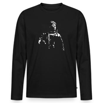 Soldier Silhouette - Monochrome Figure - Men's Premium Organic Long Sleeve Shirt - black - Front - Nico (187cm)