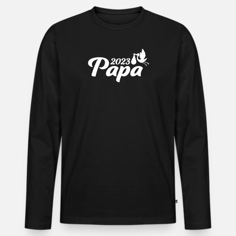Vaterfreuden 2023 Storch - Männer Premium Bio Langarmshirt - Schwarz