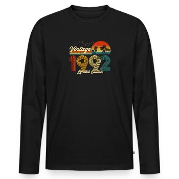 Vintage 1992 Cadeau en édition limitée pour anniversaire - T-shirt manches longues Premium bio Homme - noir - Devant - Nico (187cm)