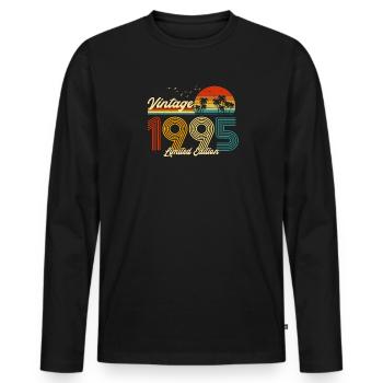Vintage 1995 Cadeau en édition limitée pour anniversaire - T-shirt manches longues Premium bio Homme - noir - Devant - Nico (187cm)
