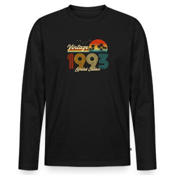 Vintage 1993 Limited Edition Geschenk zum Geburtstag - Männer Premium Bio Langarmshirt - Schwarz - Vorne - Nico (187cm)