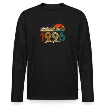 Vintage 1996 Cadeau en édition limitée pour anniversaire - T-shirt manches longues Premium bio Homme - noir - Devant - Nico (187cm)