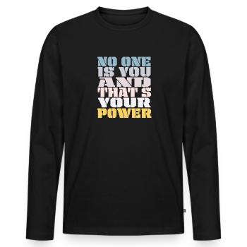 Niemand bist du und das ist deine Macht - Männer Premium Bio Langarmshirt - Schwarz - Vorne - Nico (187cm)