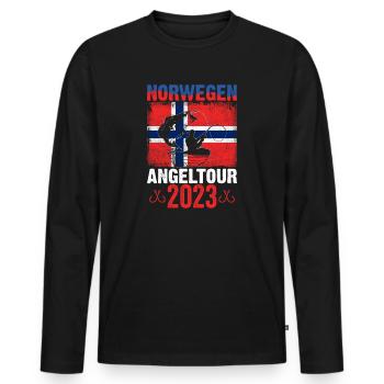 Norwegen Angelurlaub Angeltour 2023 - Männer Premium Bio Langarmshirt - Schwarz - Vorne - Nico (187cm)