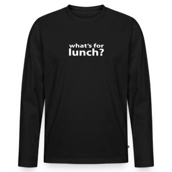Was gibt es zum Mittagessen? - Männer Premium Bio Langarmshirt - Schwarz - Vorne - Nico (187cm)