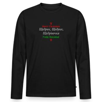 Carol of the Bells Ukrainian Saying Gift Idea - Men's Premium Organic Long Sleeve Shirt - black - Front - Nico (187cm)