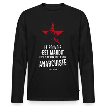 Louise Michel - Le pouvoir est maudit - T-shirt manches longues Premium bio Homme - noir - Devant - Nico (187cm)