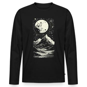 Mystical Mountains & Moon Dreamlike Night Landscape - Men's Premium Organic Long Sleeve Shirt - black - Front - Nico (187cm)