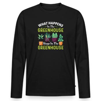 Greenhouse Gardener Gardening Bin on vacation - Men's Premium Organic Long Sleeve Shirt - black - Front - Nico (187cm)