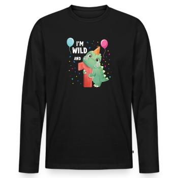 Geburtstag 1 Jahr Dinosaurier Dino 1. Geburtstag - Männer Premium Bio Langarmshirt - Schwarz - Vorne - Nico (187cm)