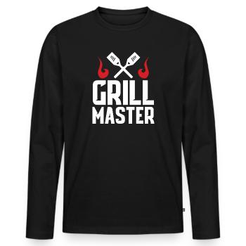 Meat Grill Chef GrillIng Bratwurst Charcoal - Men's Premium Organic Long Sleeve Shirt - black - Front - Nico (187cm)