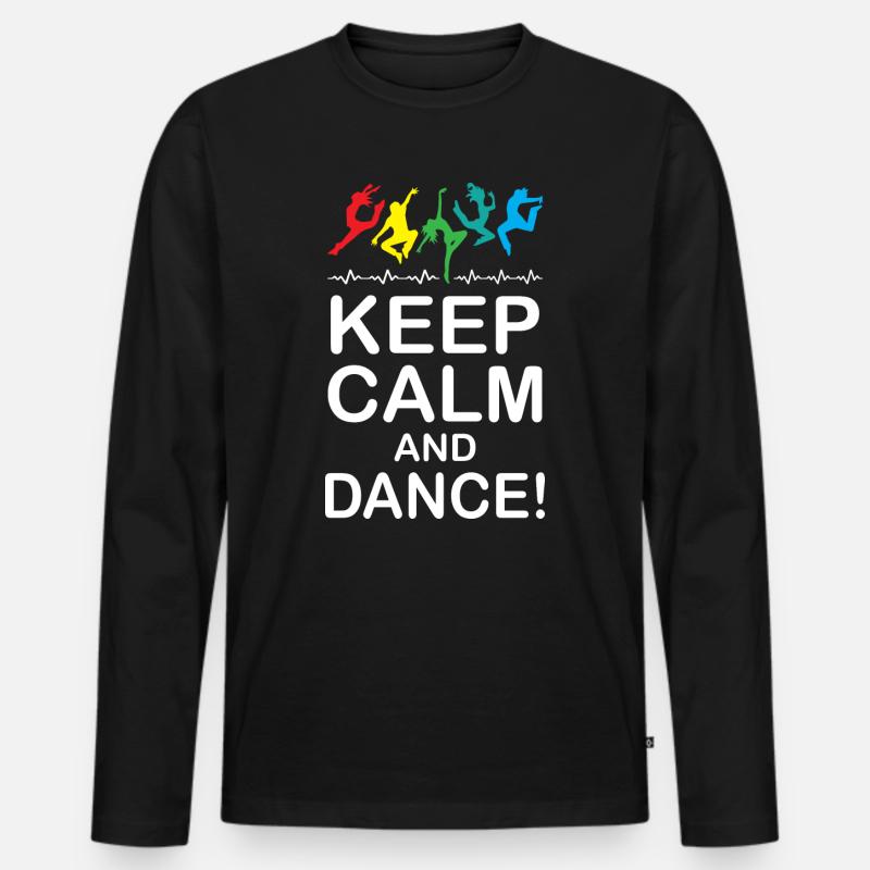 Keep Calm and Dance - Männer Premium Bio Langarmshirt - Schwarz