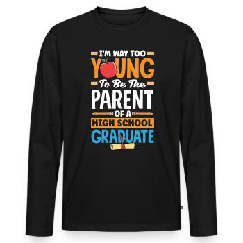 Trop jeune pour être parent d’une école secondaire - T-shirt manches longues Premium bio Homme - noir - Devant - Nico (187cm)