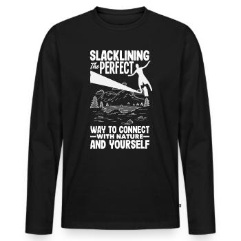 Slacklining: the perfect way to connect with nature - Men's Premium Organic Long Sleeve Shirt - black - Front - Nico (187cm)
