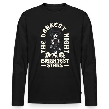 La nuit la plus sombre Les étoiles les plus brillantes Emocore - T-shirt manches longues Premium bio Homme - noir - Devant - Nico (187cm)