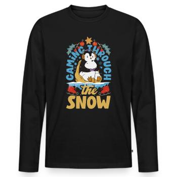 Gaming-inspired fashion Holiday-themed gaming - Männer Premium Bio Langarmshirt - Schwarz - Vorne - Nico (187cm)