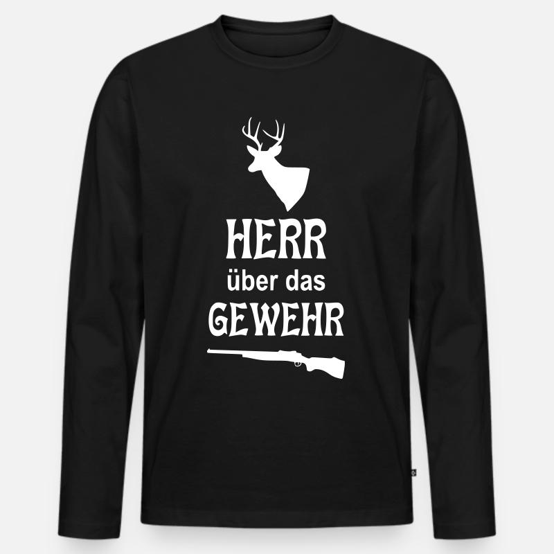 Herr über das Gewehr - Männer Premium Bio Langarmshirt - Schwarz