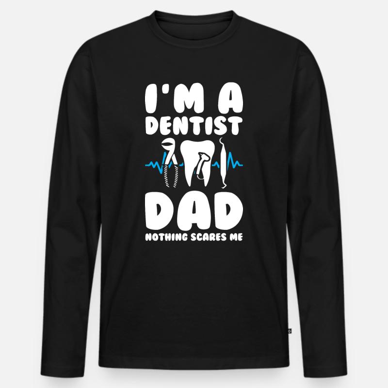 Dentist Dad - Männer Premium Bio Langarmshirt - Schwarz