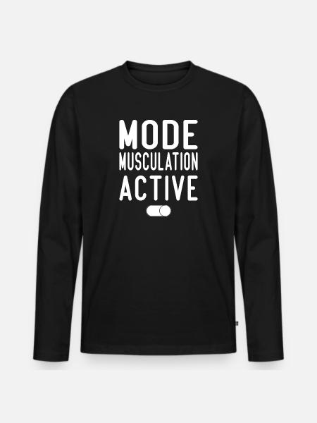 Mode Musculation Activé | Idée Cadeau - T-shirt manches longues Premium bio Homme - noir