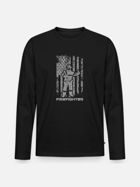 | Fire Brigade American Firefighter - Men's Premium Organic Long Sleeve Shirt - black
