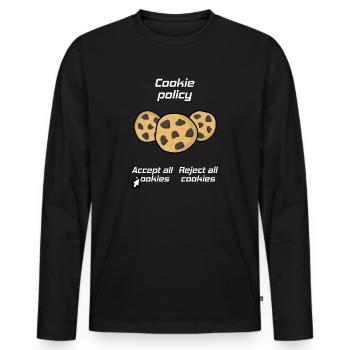 Politique de cookies, Accepter les cookies Blague - T-shirt manches longues Premium bio Homme - noir - Devant - Nico (187cm)