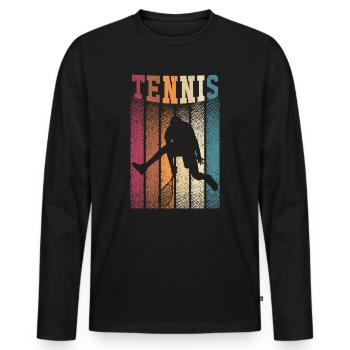 Tennisspieler Tennisschläger Tennisplatz Geschenk - Männer Premium Bio Langarmshirt - Schwarz - Vorne - Nico (187cm)