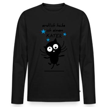 Betrunkener Kater - Männer Premium Bio Langarmshirt - Schwarz - Vorne - Nico (187cm)