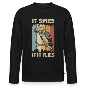 Vintage Spy Monitoring Guard Spy Bird - Men's Premium Organic Long Sleeve Shirt - black - Front - Nico (187cm)