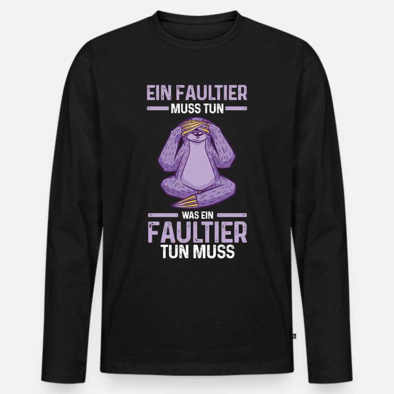 Faultier - Männer Premium Bio Langarmshirt - Schwarz