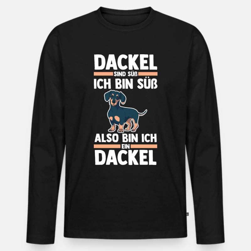 Hund Dackel - Männer Premium Bio Langarmshirt - Schwarz