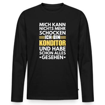 Pâtissier non choquable - T-shirt manches longues Premium bio Homme - noir - Devant - Nico (187cm)