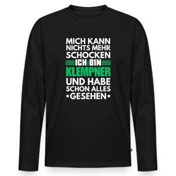 Plombier non choquable - T-shirt manches longues Premium bio Homme - noir - Devant - Nico (187cm)