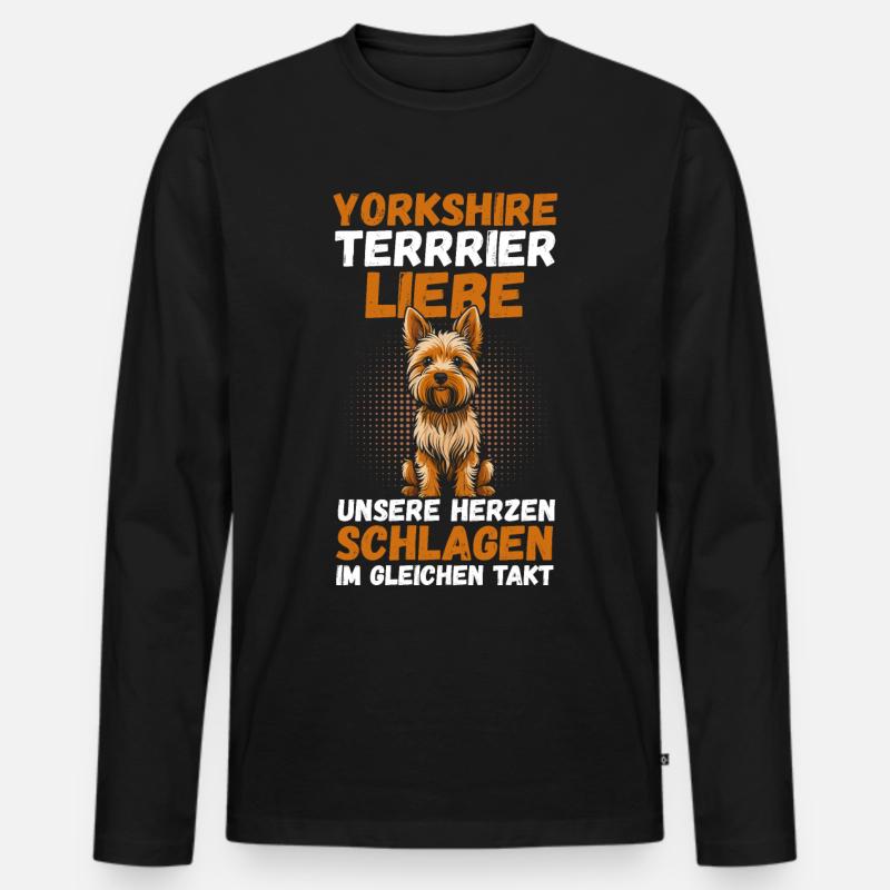 Hund Yorkshire Terrier - Männer Premium Bio Langarmshirt - Schwarz