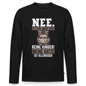 Nee habe keine Kinder meine Katze ist Allergisch - Männer Premium Bio Langarmshirt - Schwarz - Vorne - Nico (187cm)